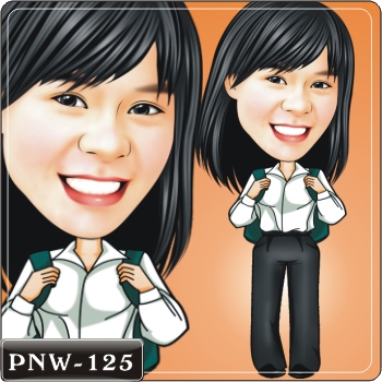 女生人像Q版漫畫PNW-125 北一女Q版畫